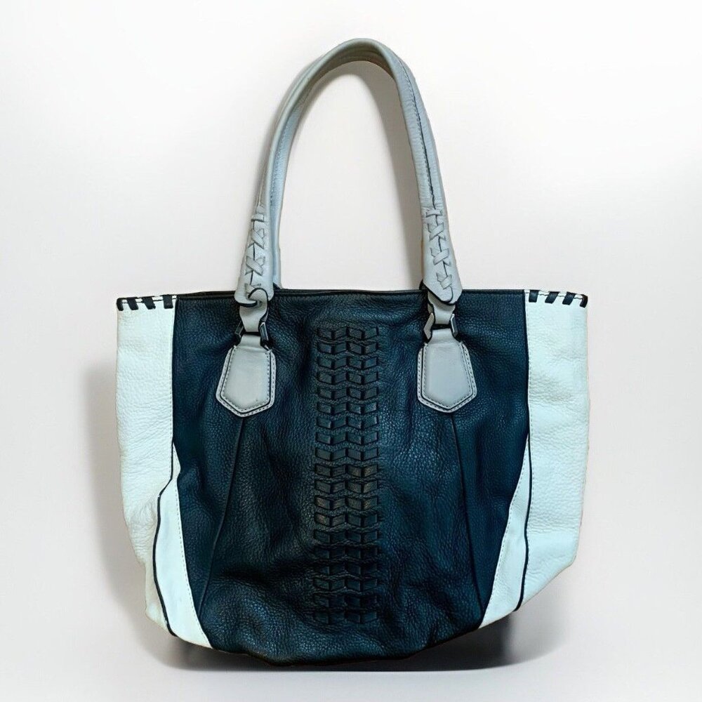 OrYANY Large PEBBLE LEATHER Black Gray White COLORBLOCK Shoulder Handbag